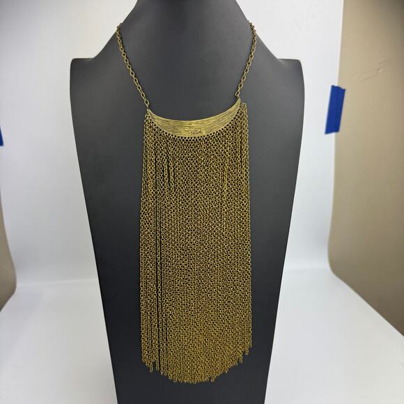 Willow House Ibiza Fringed Bib Necklace by Sara Blaine Black Resin Statement NWT - Picture 10 of 10